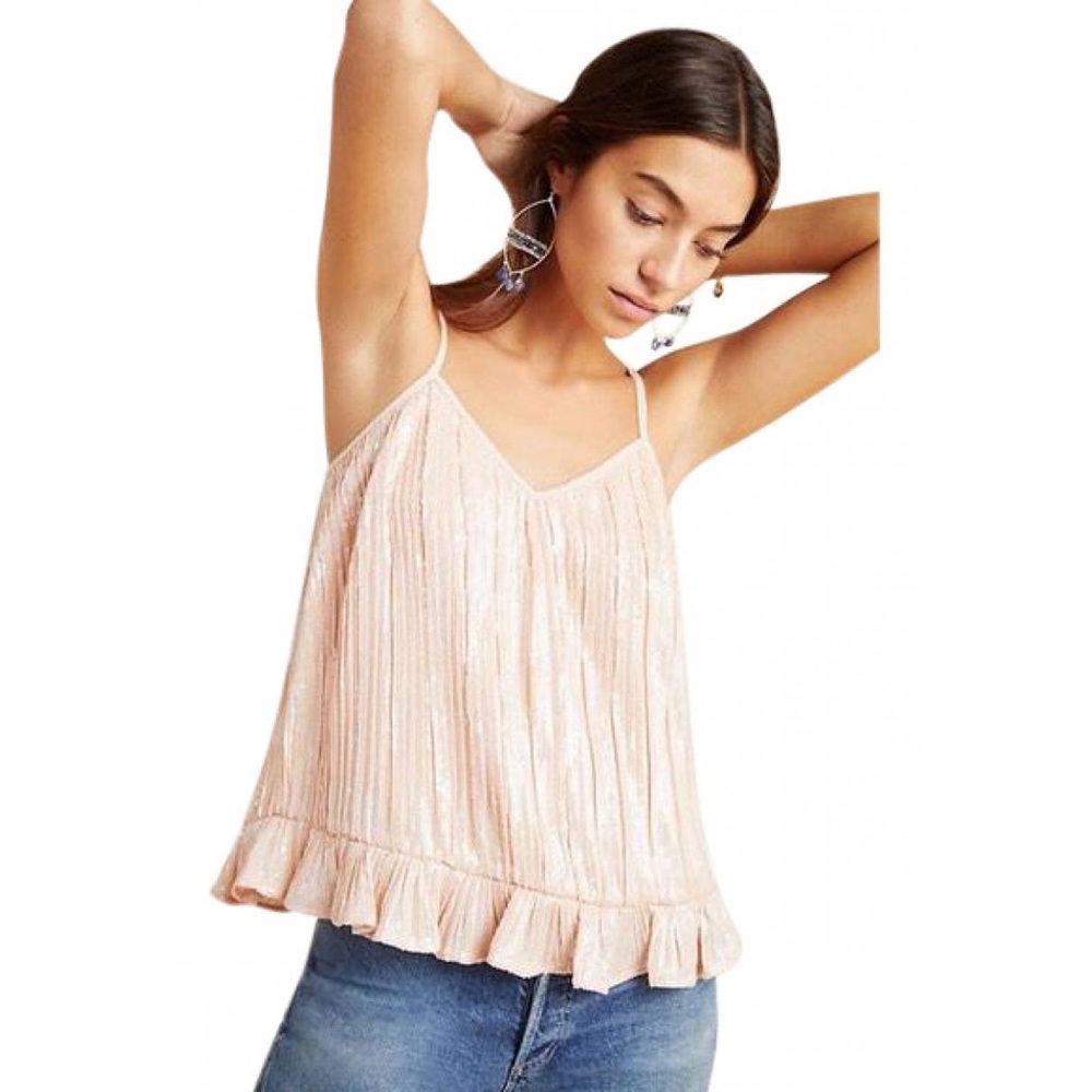 Anthropologie Size 2 Sequin Iridescent Pink Tank NEW